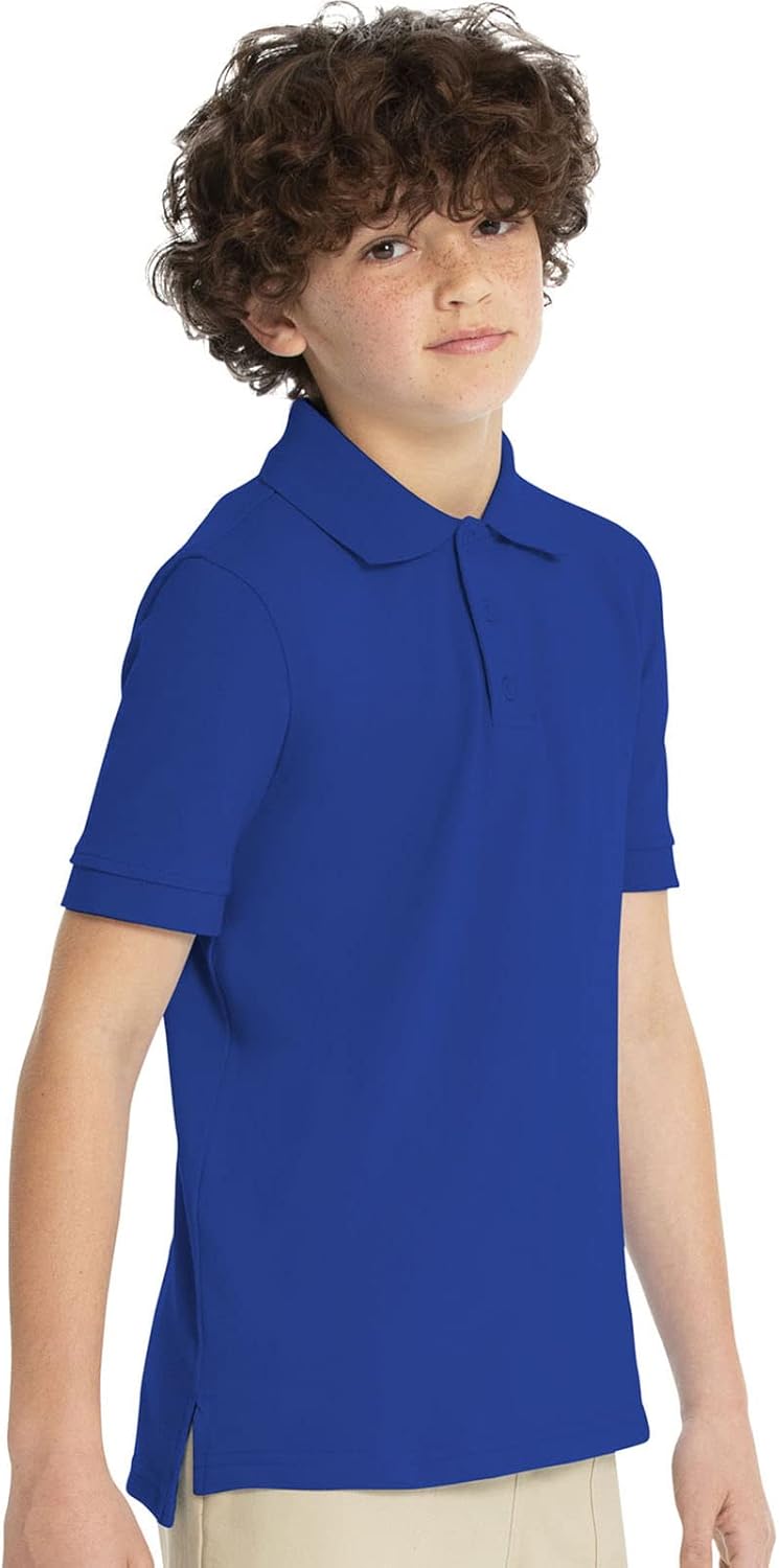 Real School Uniforms Boys Short Sleeve Pique Polo with Three Button Placket Ribbed Collar T-Shirt - Image 3