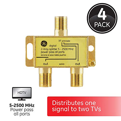 image for General Electric GE Digital 2-Way Coaxial Cable Splitter, 4 Pack, 2.5 