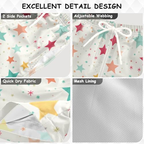 OREZI Boys Swim Trunk Shorts Colorful Stars Doodle Bathing Suit for Kids Teens3