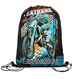 Feelyou Mochila com cordão para esportes radicais Motocross Rider Sports Gym, Azul, preto, 13'x15.7', Dirt Bike