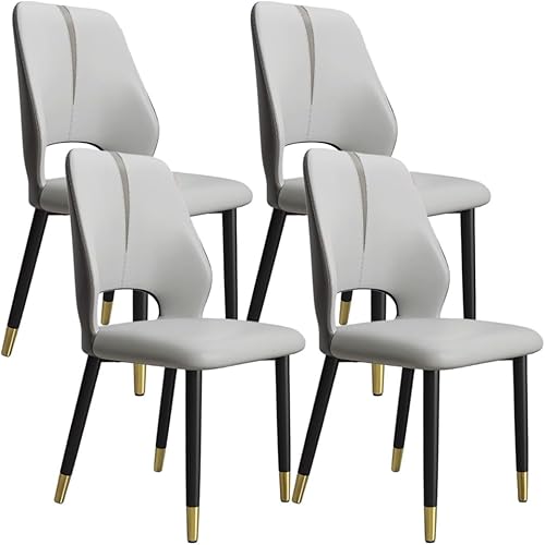 Miniatura 12 de YVYKFZD Juego de sillas de comedor de cuero, silla de comedor con respaldo curvado y patas de metal, sillas de cocina tapizadas, silla de sala de