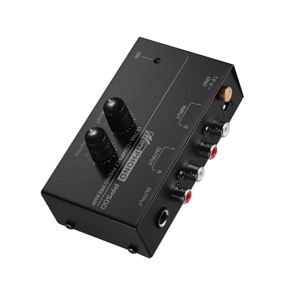 Preamplificatore Fono Ultra-Compatto con Controlli di Livello e Volume, Ingresso e Uscita RCA 1/4