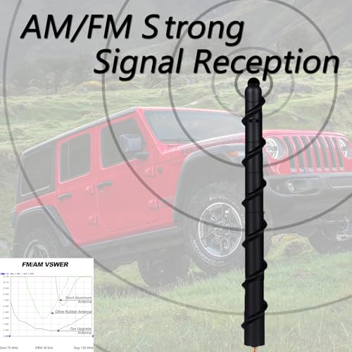 Image of Antenna Compatible with Jeep Wrangler All Models 2007-2026 & Jeep Gladiator 2020-2026, Internal Copper Coil for Enhanced Reception, 7 inches Rubber Antenna Replacement Accessories