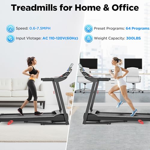 Image of 2.5HP Folding Treadmill for Home, Treadmill 300 lbs Capacity,Bluetooth Connectivity, Device Holder,64+3+3+1 Programs