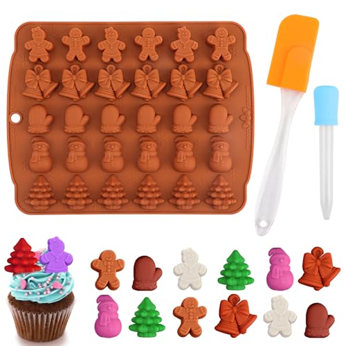 Stampi Silicone Coicok Natale, 30 Cavità per Cioccolatini, Stampo per Cioccolato in Silicone Natalizio
