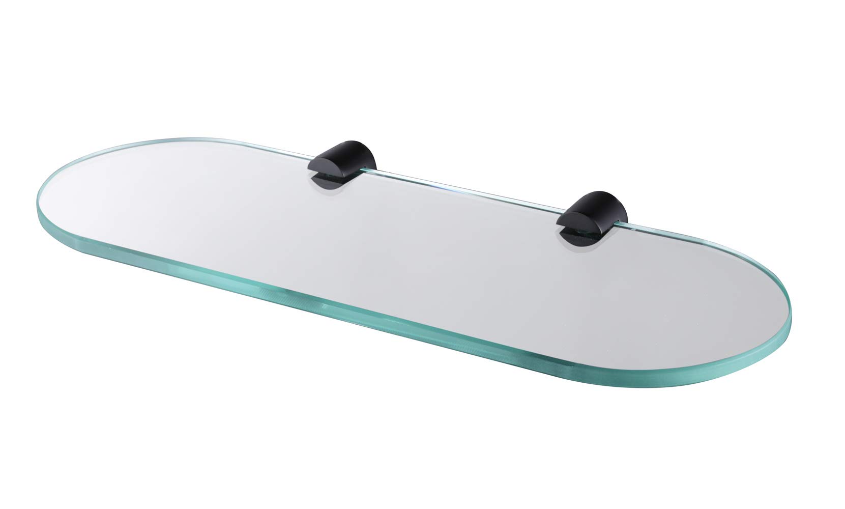 HomeHeng Estantería de cristal para ducha, estante de cristal de 8 mm, estante de cristal para baño de 35 cm, con soporte de cristal, soporte de pared, cilíndrico, color negro mate, E3307-35MB