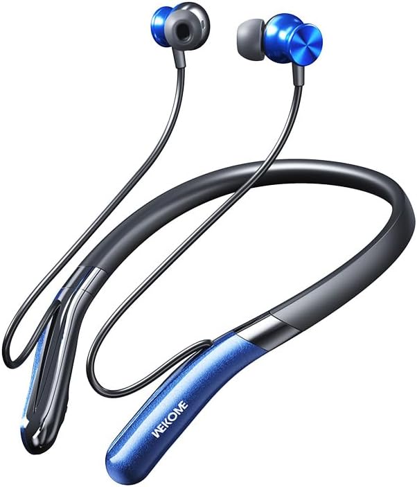 Neckband Bluetooth Headphones, Wireless Earbuds with Mic, CVC8.0 Noise Canceling Calls, 35Hrs Playtime, IPX5 Waterproof Magnetic Earphones Stereo Headsets for Sports (Blue)