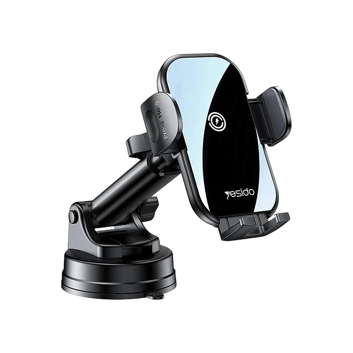 Yesido C197 15W Fast Charge Retractable Car Holder 2 in 1 Suction Cup Type Wirreless Charging Phone Holder
