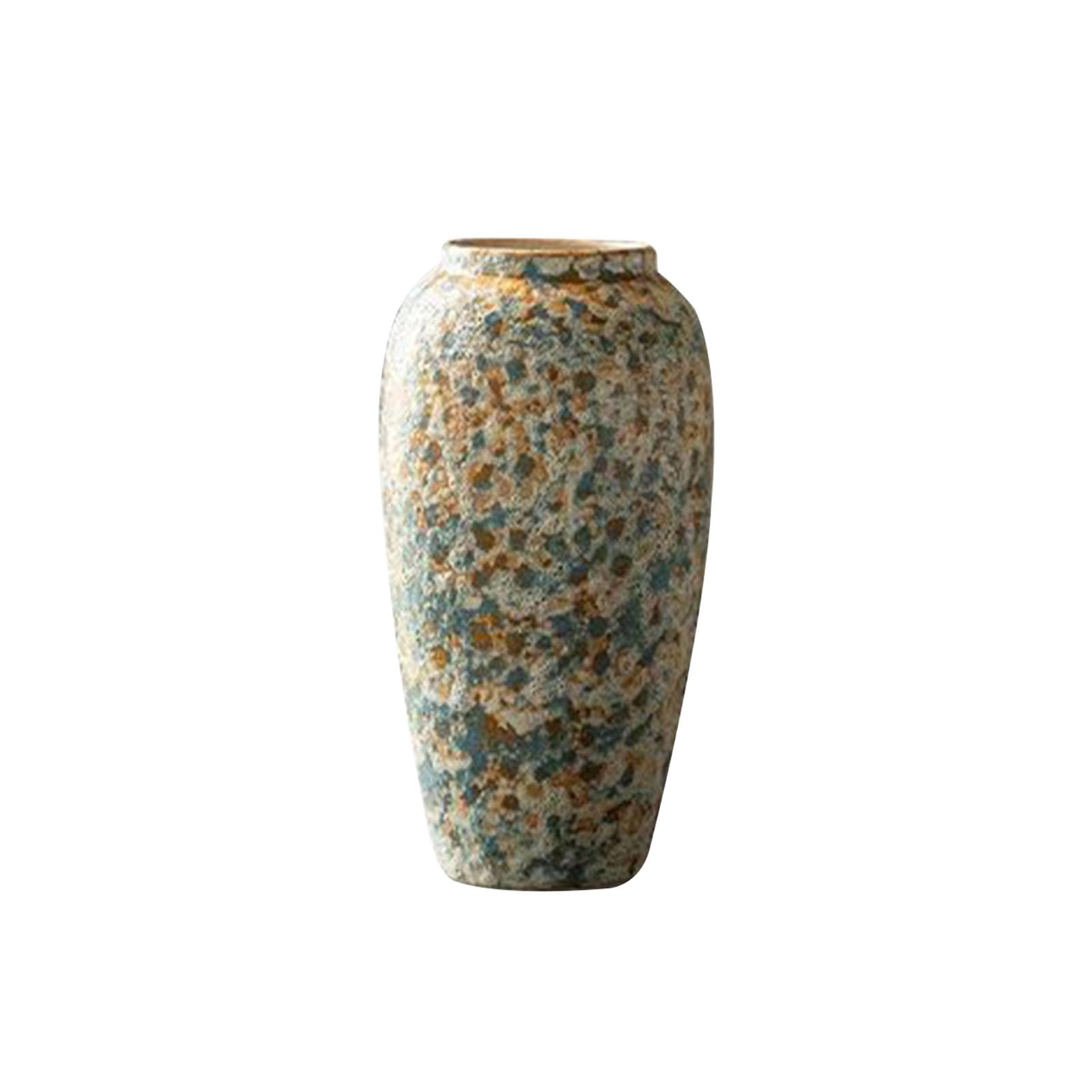 Round Decorative Vase, Simple Farmhouse Vase, Ornament for Living Room Countertop, Study Room, Dining Table, Entryway, Office, Ceramic(Size:18 * 18 * 34CM,Color:Blue A)