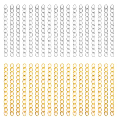 200Pcs Chain Extender for Jewelry Making Silver and Gold Extension Tails for Necklaces Bracelets Anklets Key Chains - Removable