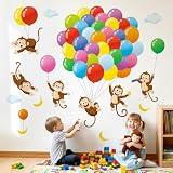 DCOWALL SG-2202 Balloons and Monkeys Wall Decals Stickers Kids Peel and Stick Removable Nursery Bedroom décor Room air hot Living Baby Decoration Art playroom Animals Girls Cloud Colorful Home