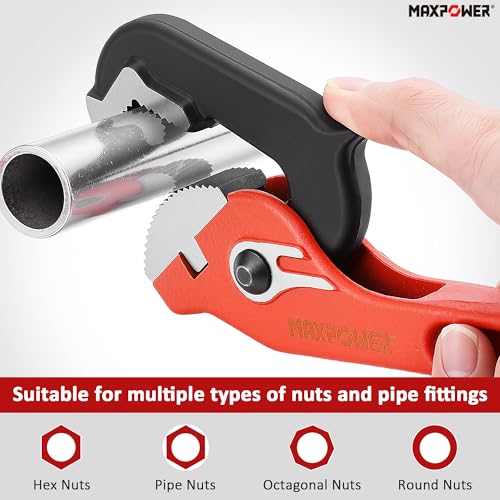 Image of MAXPOWER 10 inch&14 inch Pipe Wrenches, 2-Piece Self-Adjusting Pipe Wrench, Rapid Grip Quick Self-Adjust Plumbing Wrench for Household Maintenance