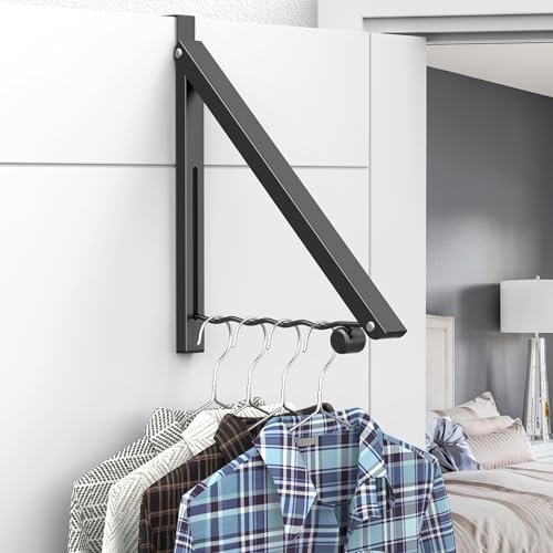 Image of Hleelomi Clothes Drying Rack for Laundry Room Organization,Foldable Over The Door Drying Racks for Saving Space, Black 1 Pack