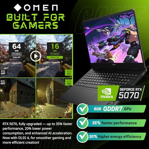 Image of HP OMEN 16 Gaming Laptop, 16 240Hz 2.5K Display, Intel Core Ultra 9 285H(>i9-14900, 5.4GHz), GeForce RTX 5070, Copilot, AI & VR Ready, Backlit Keyboard, Windows 11 Pro, Black(32GB DDR5 RAM | 2TB SSD)