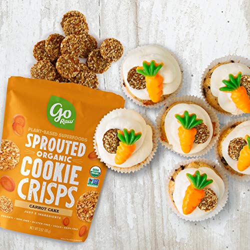 Go Raw Organic Cookie Crisps, Carrot Cake, 3 oz. Bags (Pack of 6) — Superfood | Paleo | Gluten Free Snack Crisps | Vegan