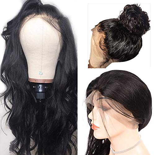 LUIMERE Hair Body Wave 360 Lace Front Wigs for Black Woman 180% Density 14 inch Natural Black Brazlian Virgin Hair Body Wave Human Hair 360 Lace Frontal Wigs with Baby Hair Pre-Plucked 150% Density