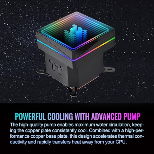 Image of Thermaltake TH360 V3 ARGB CPU Liquid Cooler; Intel /AMD; 1x360mm 500~2500rpm Single Frame ARGB Fan; 360mm Radiator; ARGB Infinity Mirror; Rotatable Pump Head; Black; CL-W466-PL12SW-A