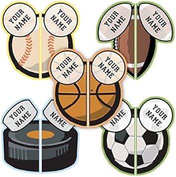 32 (16 Pairs) Personalized Waterproof Scuff-Proof Durable Match-up Shoe  Labels (Sports Theme)- Great for School, Camping and Daycare
