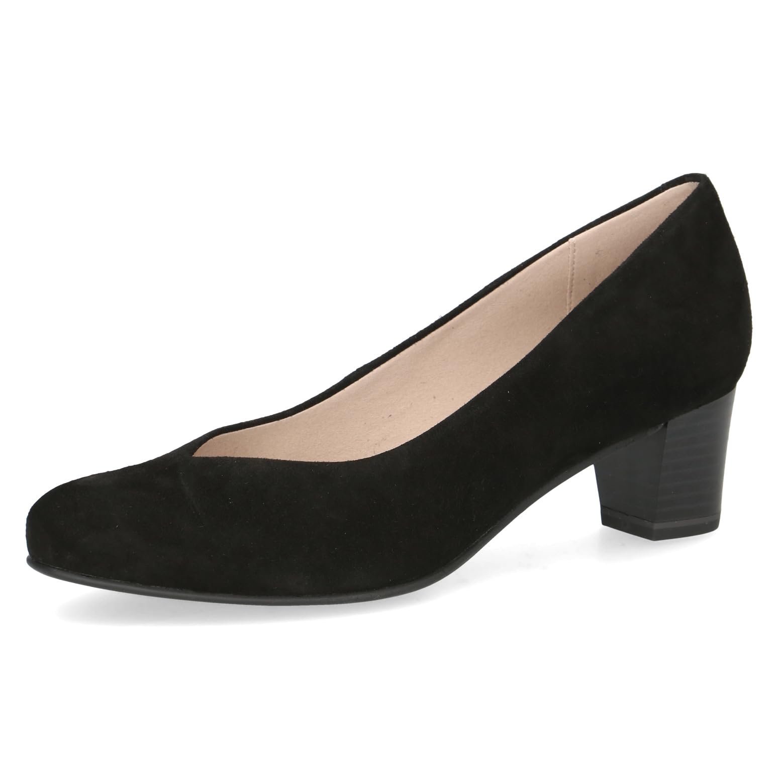 CAPRICE Women Pumps Leather Block Heel, Black (Black Nappa), 3.5 UK