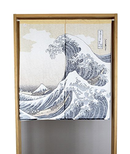 Narumi narumikk noren (cortina japonesa) Hokusai Wave 85x90 cm 14-201 do Japão