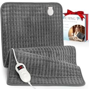 Extra Large Heating Pad for Back Pain Relief, 35″x20″ Electric Heat Pads for Period Cramps & Body Shoulder, 9 Heat Settings, Auto-Off, Machine Washable, Dry Moist Heat, Gifts for Women Men, Gray