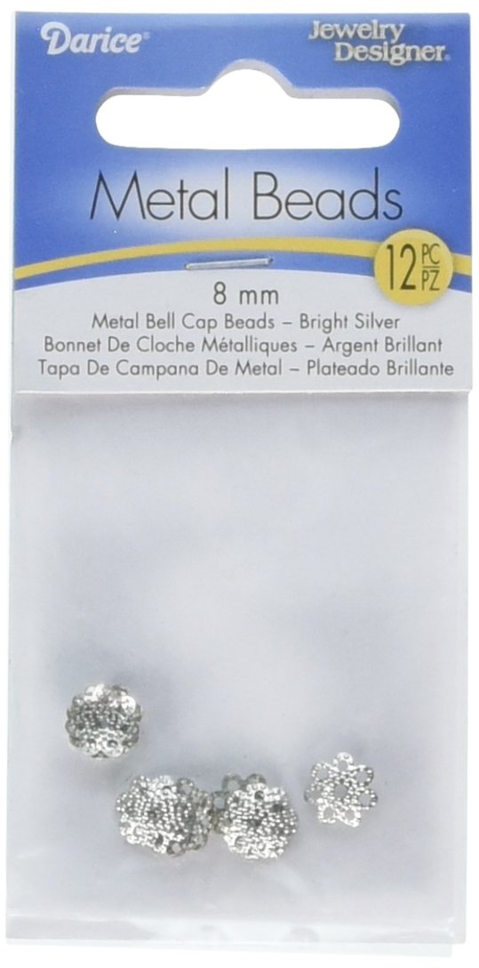 Jewelry Designer Slimpack Silver Metal Findings-8mm Bell Cap 12/Pkg