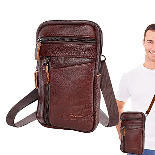 Bolsa de ombro masculina de couro para esportes ao ar livre bolsas para celular impermeáveis e duráv