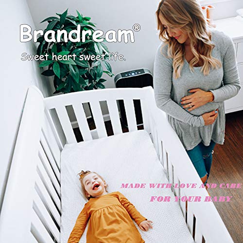 Brandream Shabby Floral Sheet Set 100% Cotton Baby Or Toddler Fitted Crib Sheet For Watercolor Flower Leaves Collection, Peach Yellow Green White #TOP6