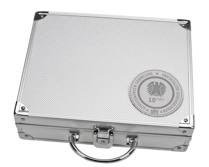 SAFE 292 SP - Maletín para monedas (aluminio, para 210 monedas de 10 euros y 6 bandejas azules 6328 SP, 250 x 215 x 70 mm)