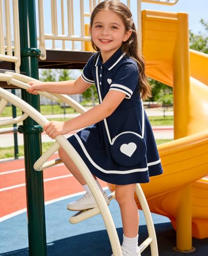 Move Dance Little Girls Sporty Dress 4T 5T Dark Blue Sundress with Bag — view 5