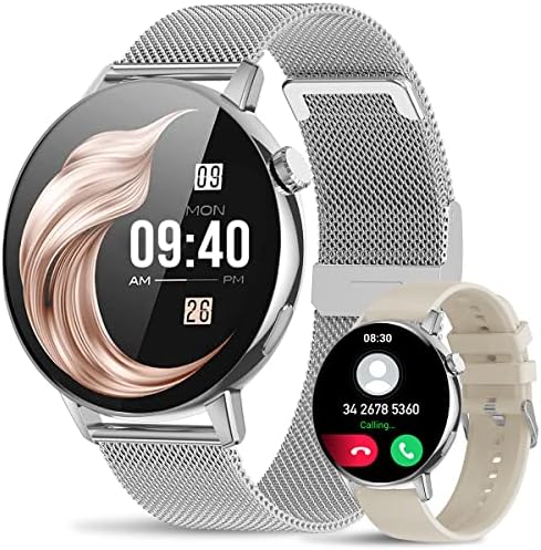 Women's Smart Watch for Android iOS Phones Text and Call, 1.32” Smartwatch Fitness Watch for Women Men with Heart Rate Sleep Tracking Blood Pressure Monitor, Waterproof IP67 Smart Watches (Silver)