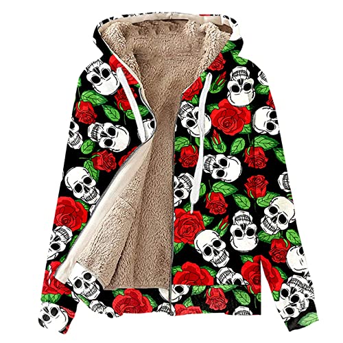 Veste d'hiver homme polaire thermique Harajuku style ample imprimé crâne