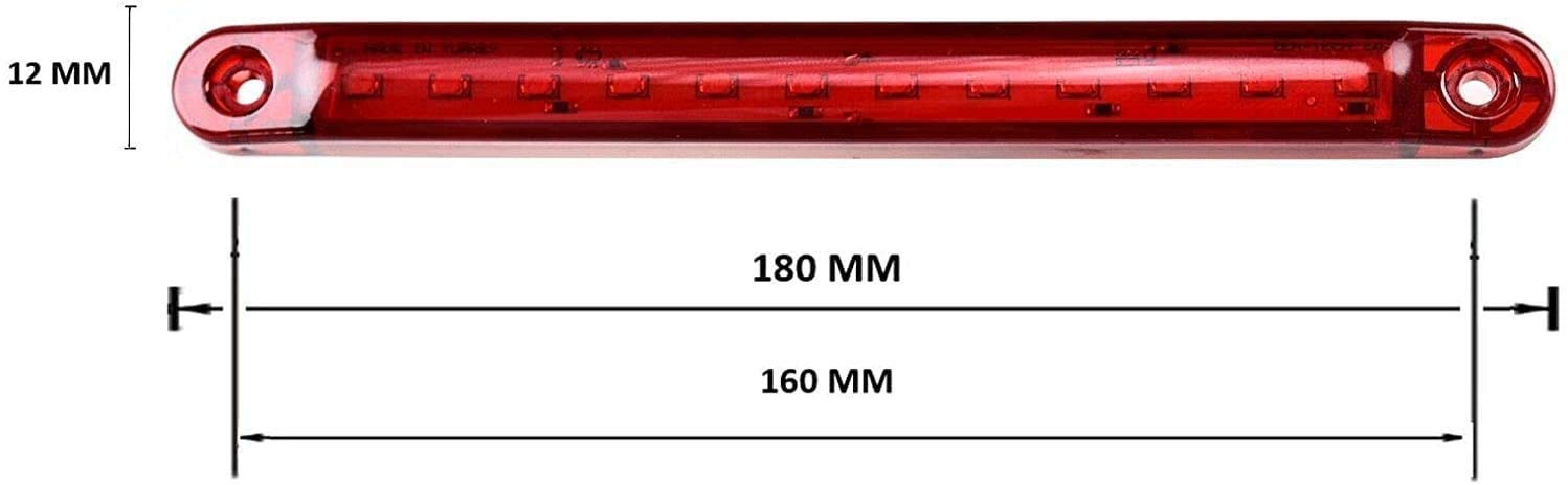 Indicatore luminoso, 10 pezzi Luci laterali per camion a LED 12 Indicatori di direzione laterali SMD Luci di posizione Luci di posizione 24V anteriori posteriori per auto(Rosso)