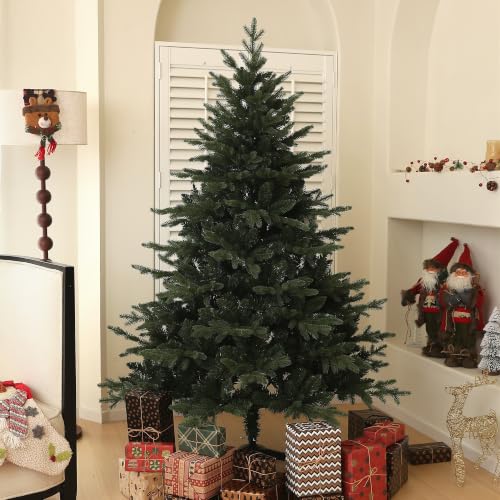 Image of HOMCOM 6ft Artificial Spurce Christmas Tree 1696 Branch Tips Hinged Green