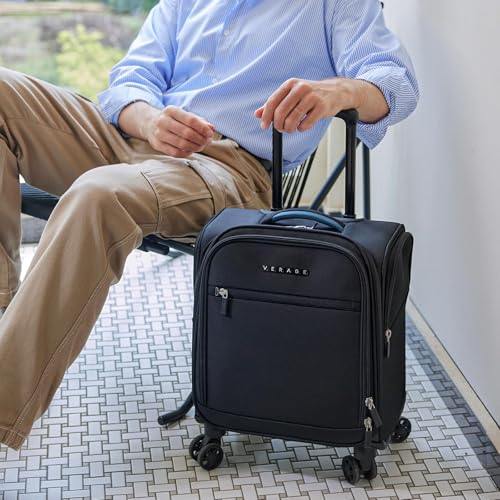 Image of Verage Underseat Carry On Luggage With Spinner Wheels, Jet Black, 14-Inch Compact Pro, Softside
