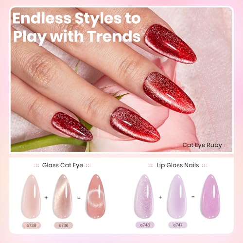 Image of Beetles Jelly Gel Nail Polish Set, 53PCS 36 Colors Jelly Pink Milky White Red Black Blue Green Silver Cat Eye Base Glitter Glossy Matte Top Coat Crystal Ice Collection French Nails Gift for Women