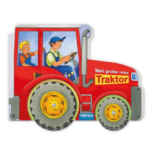 TRÖTSCH - Räderbuch 'Mein großer roter Traktor' | Kinderbuch über Traktor Olaf und das Leben auf dem Bauernhof: Liebevoll illustriertes Kinderbuch mit beweglichen Papprädern | Ab 1 Jahr