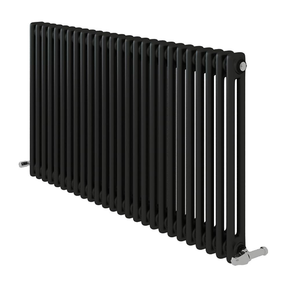 iBathUK Regency Wall-Mounted Horizontal 2 Column Radiator, Steel Cast Iron Style High Thermal Output Hydronic Central Heating, Traditional Designer Radiator in Matt Anthracite, 600 × 1190mm — image 1