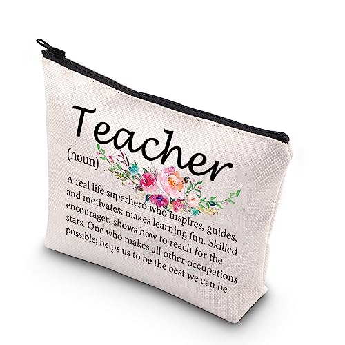 PLITI Teacher Gift Teacher Definition Makeup Bag Teacher Appreciation Gift Para Teacher Gift School Counselor Cosmetic Bag (Teacher noun U)