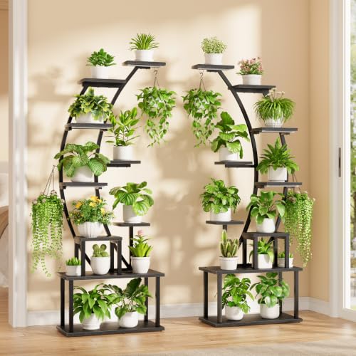 Image of 2 Pack Plant Stand Indoor with Grow Lights, 9 Tier Large Tall Plant Shelf