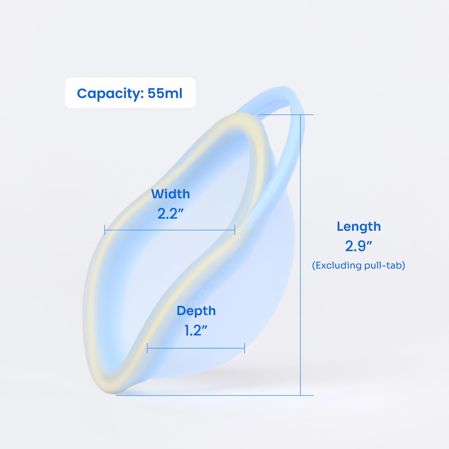 VWELL Halo Reusable Menstrual Disc Pod - One-Handed Insertion - Pull Tab for Easy Removal - Medical-Grade Silicone - Menstrual Cup, Tampon, Pad Alternative - 12 Hours Protection - Blue