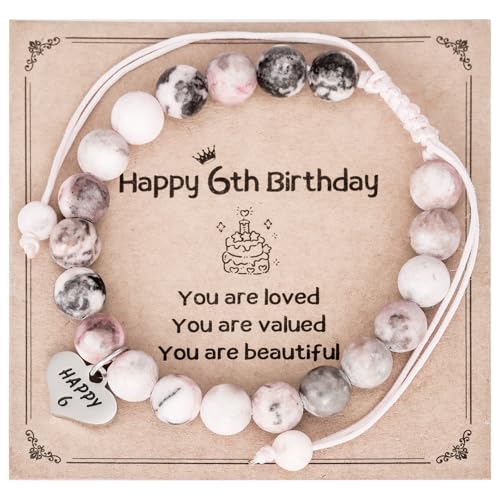 Happy 6th Birthday Gift Bracelet for 6 Year Old Bday Little Presents Age 6-year-old Jewelry for 6