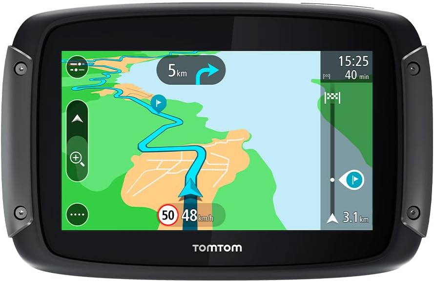 TomTom Motorcycle Sat Nav Rider 500 (4.3 Inch, with Motorcycle Specific Winding and Hilly Roads, Updates via Wi-Fi, TomTom Traffic and Speed Cams, EU Maps)