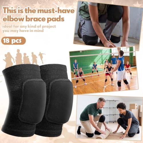 Image of Simgoing 18 Pairs Volleyball Knee Pads for Dancers, Cheerleaders, Breathable Knee Pads for Men Women Kids Knees Protective, Knees Brace for Volleyball Dance Tennis Workout Climbing (S /m /L,Black)