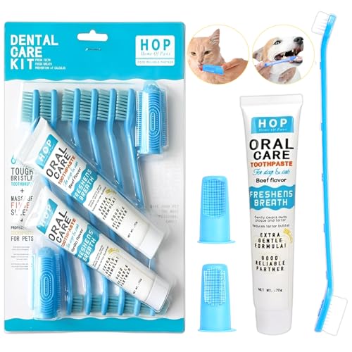Dental Care Kit 2×70g,Cane,Spazzolino e Dentifricio per Cani,Kit Pulizia Denti Cane,Spazzolino da Dito e Spazzolino a Setole Morbide,Pulire Efficacemente i Denti,alito fresco
