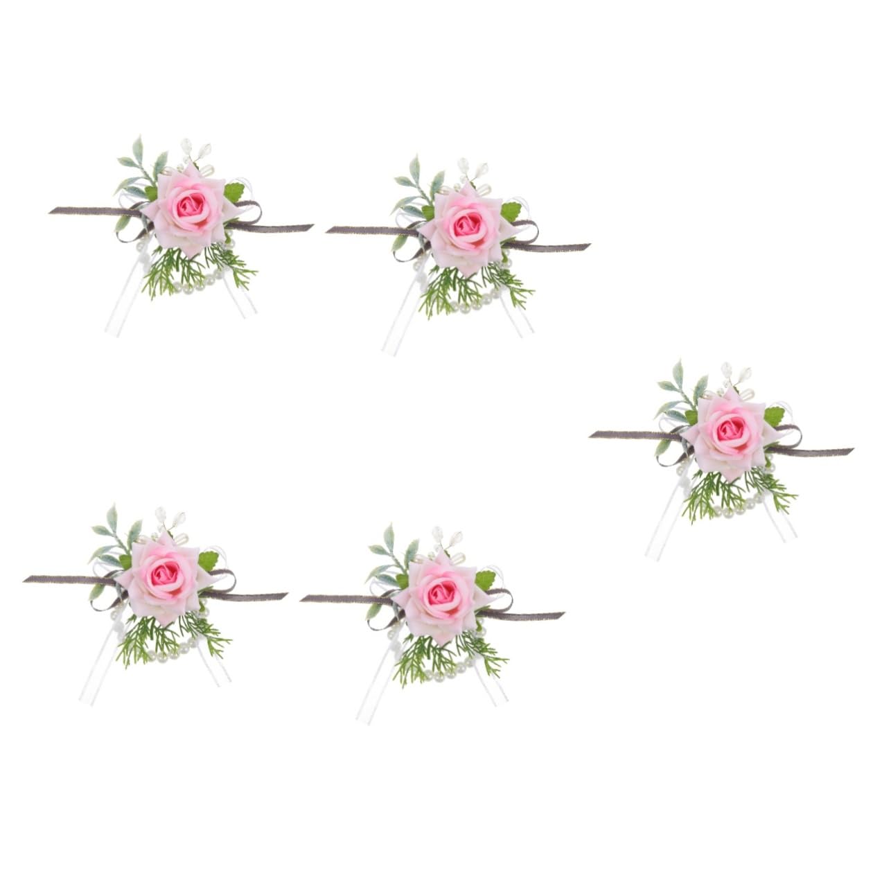 Fiore del Polso Decorazioni per Matrimoni Cestino Ghirlanda mazzolino Kit Ragazza Spillo decori del Braccialetto della Sposa Fiori da Polso da Damigella d'Onore plastica Rosa