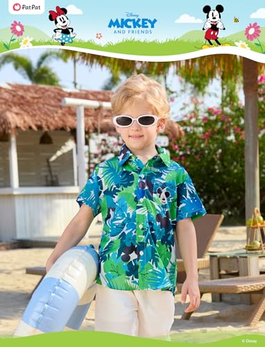 Image of Disney Marvel Spiderman Cars Stitch Star Wars Mickey Boys Hawaii Shirt Button Up Dress Shirts Short Tropical Shirt Kids 2-13Y
