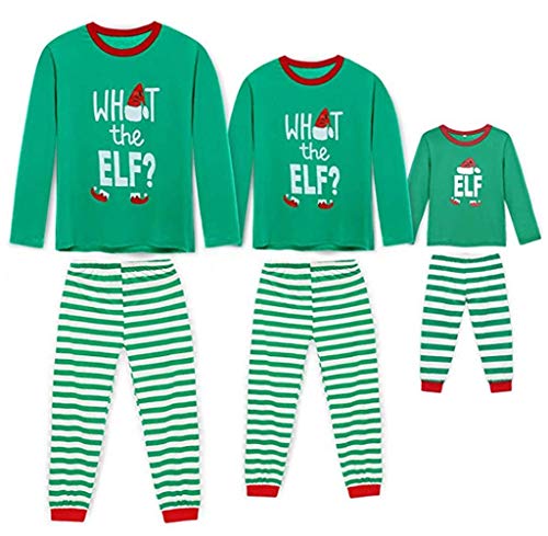 Matching Family Pajamas Sets Christmas PJ's with ELF Printing Long Sleeve Tee and Striped Pants Loungewear Sleepwear