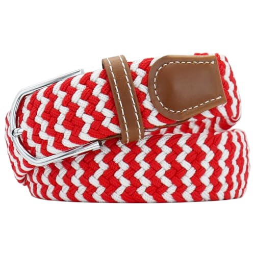 Image of Multicolored Elastic Woven Golf Belts Casual Braided Stretch Belt for Men and Women