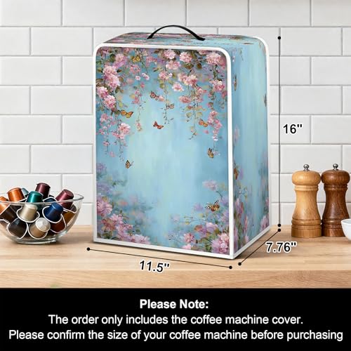Image of Universal Coffee Maker Cover, Durable Polyester Lightweight Long-Lasting Dustproof Cotton Blend Appliance Protector for Kitchen Countertops (Light Blue)